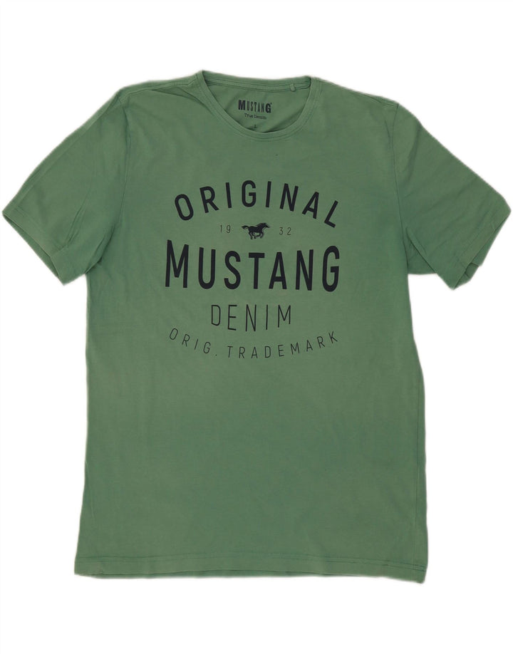 MUSTANG Mens Graphic T-Shirt Top Large Green Vintage Mustang and Second-Hand Mustang from Messina Hembry 