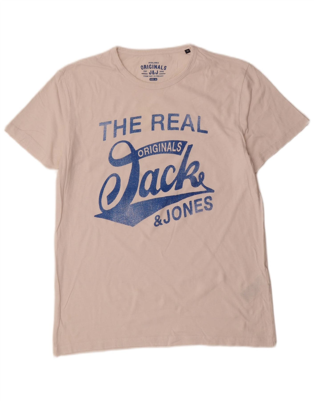 Jack & Jones Hombre Camiseta Gráfica Top Medium Blanco Algodón