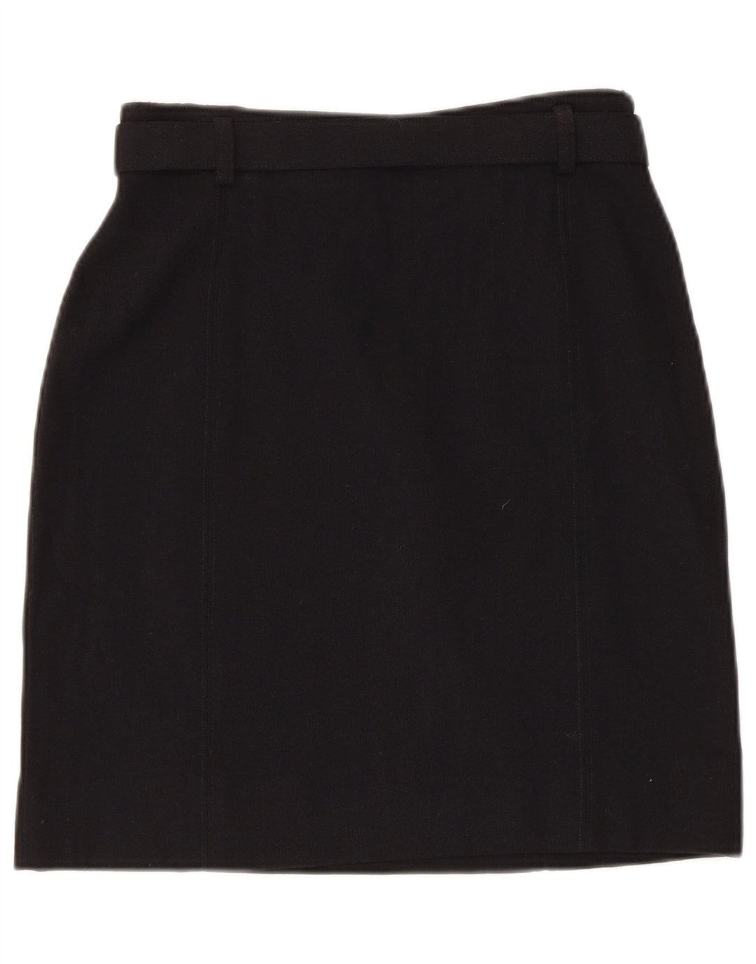 Falda recta vintage para mujer IT 42 Mediana W26 Lana negra