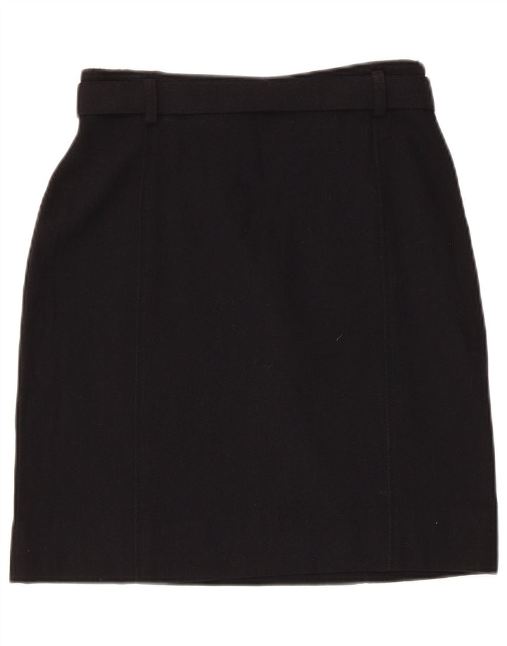 Falda recta vintage para mujer IT 42 Mediana W26 Lana negra