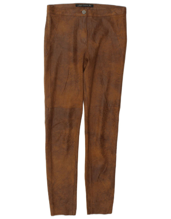 Zara Mujer Pantalón Casual Pitillo XS W24 L26 Marrón Poliéster