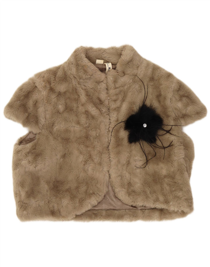 Monsoon Chaleco de piel sintética para mujer UK 44 Grande Marrón Poliéster floral