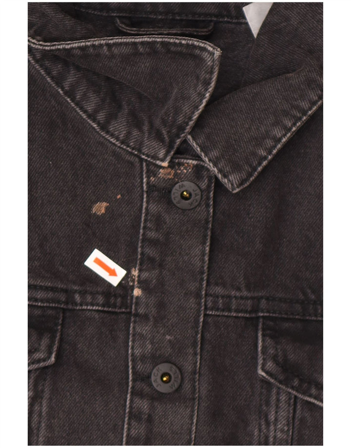 JACK WILLS Chaqueta vaquera corta extragrande para mujer UK 10 Small Grey Cotton