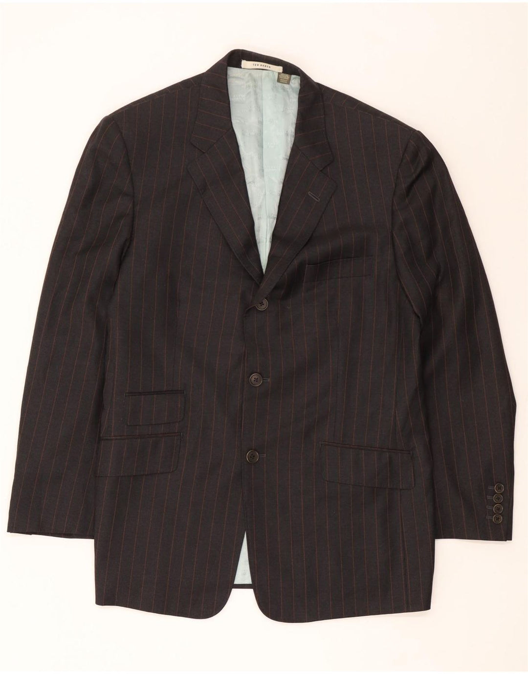 Ted Baker Chaqueta tipo blazer de 3 botones para hombre EU 42 XL Lana a rayas grises