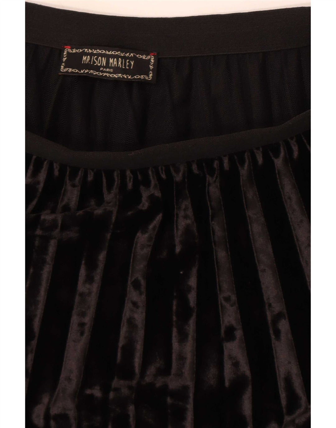 Falda plisada de terciopelo vintage para mujer W28 Negro medio