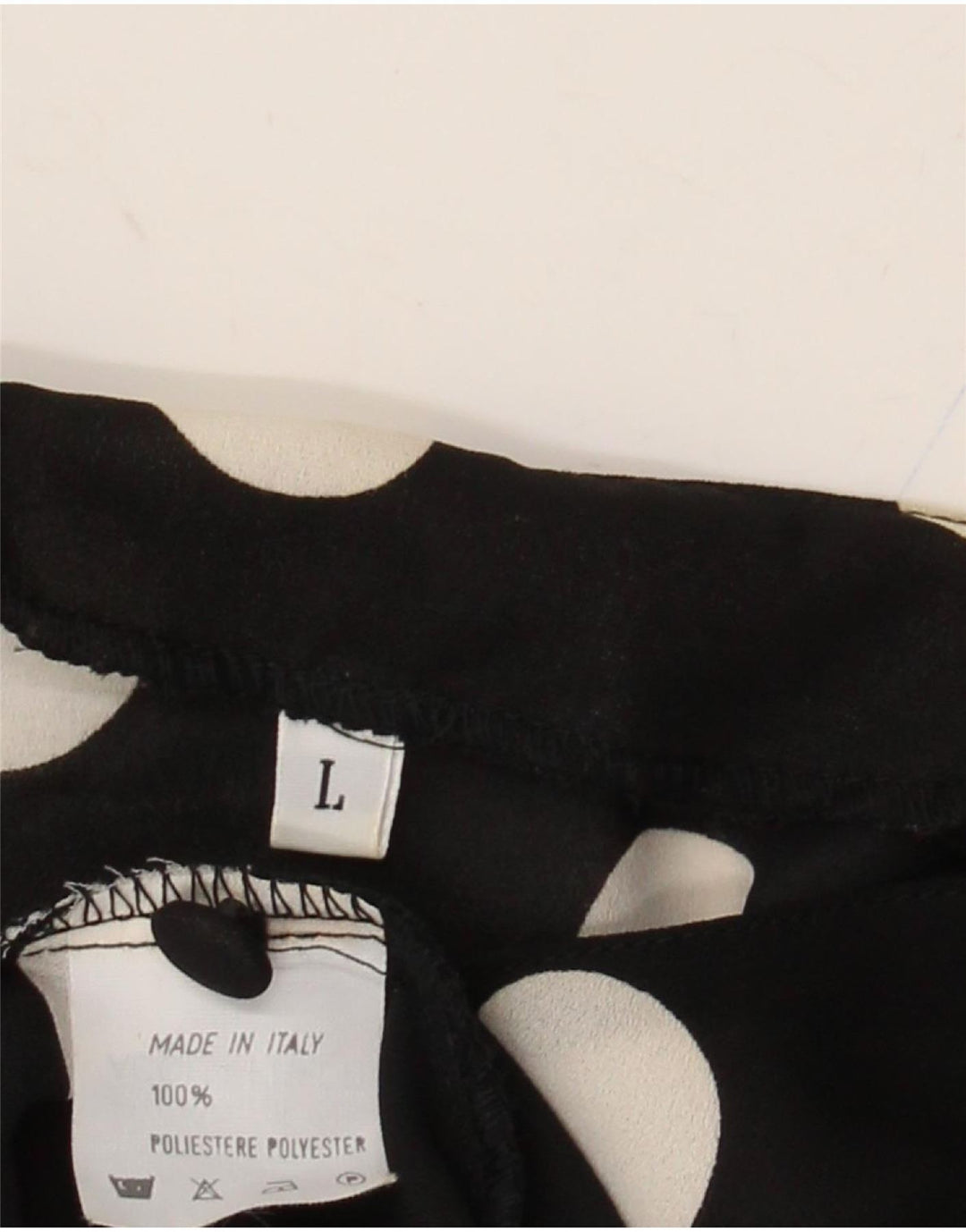 VINTAGE Blusa camisa de manga corta para mujer Reino Unido 16 Lunares negros grandes