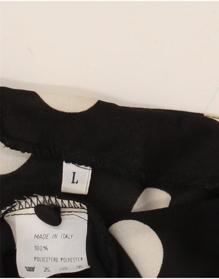 VINTAGE Blusa camisa de manga corta para mujer Reino Unido 16 Lunares negros grandes