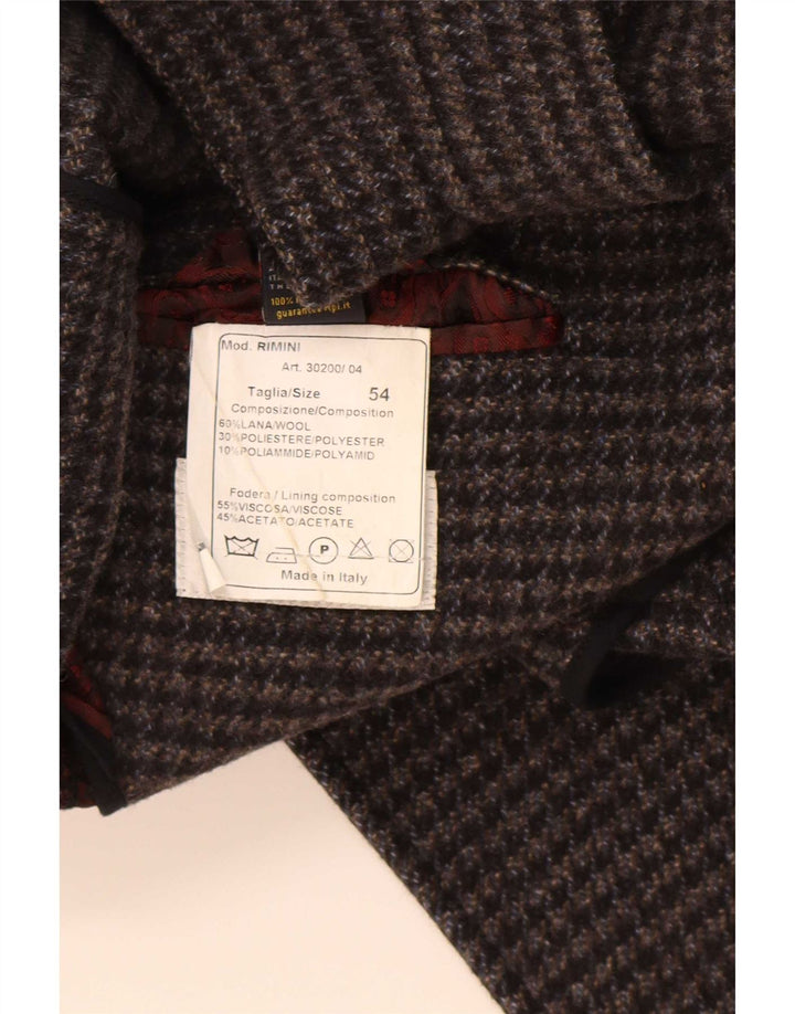 Vintage hombre guisante abrigo IT 54 XL lana de pata de gallo gris