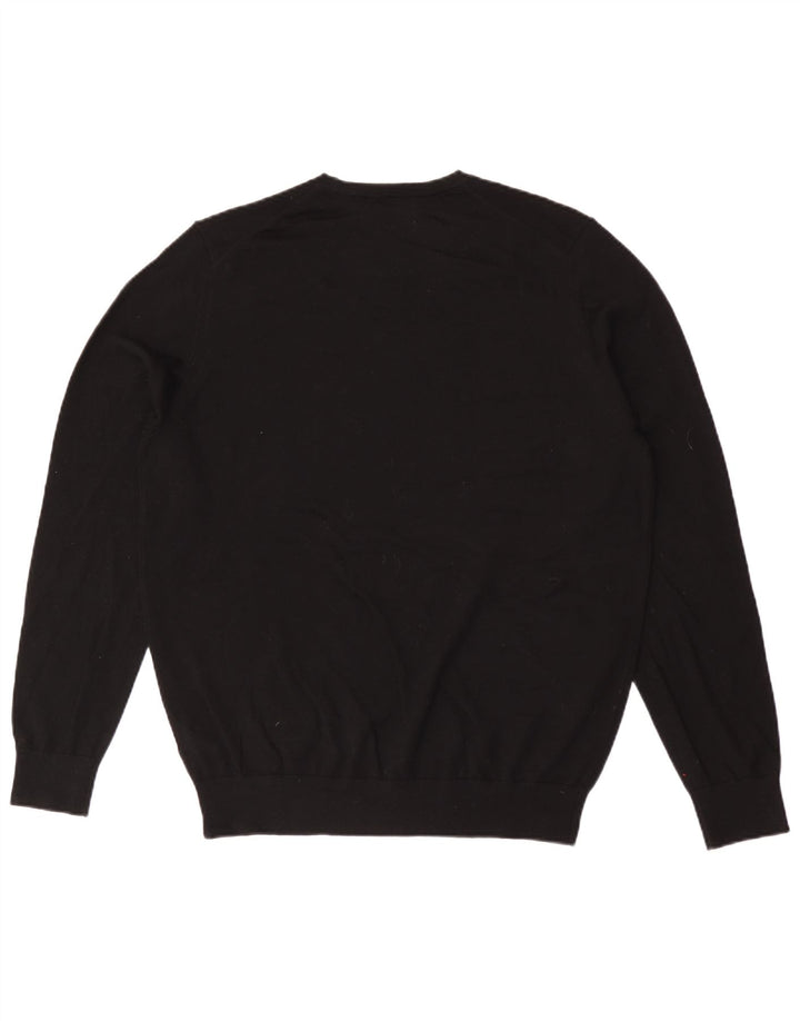 Autograph Jersey con Cuello Redondo para Hombre de Lana Merino Negra Grande
