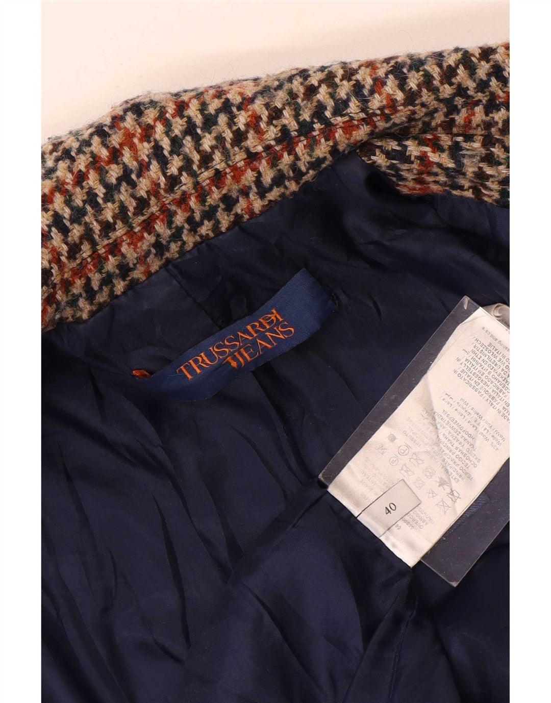 Abrigo Mujer Trussardi Jeans IT 40 Small Lana Pata De Gallo Multicolor