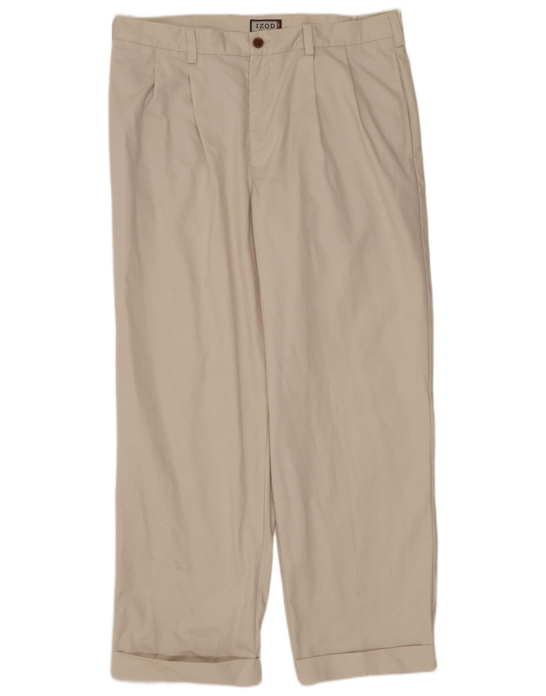 IZOD Pantalón chino con pinzas para hombre W36 L32 Algodón beige