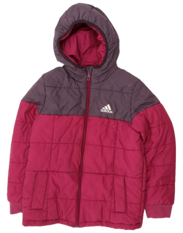 Adidas Chaqueta acolchada con capucha para niño 9-10 años Rosa Poliéster color block