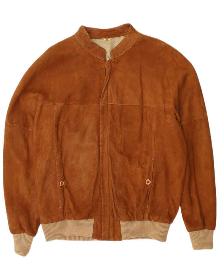 Vintage hombres ante bomber chaqueta IT 52 XL cuero marrón