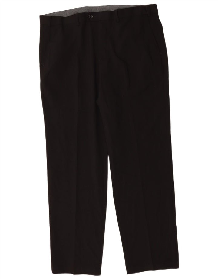 Marks & Spencer Pantalón de traje recto para hombre W42 L33 Poliéster negro