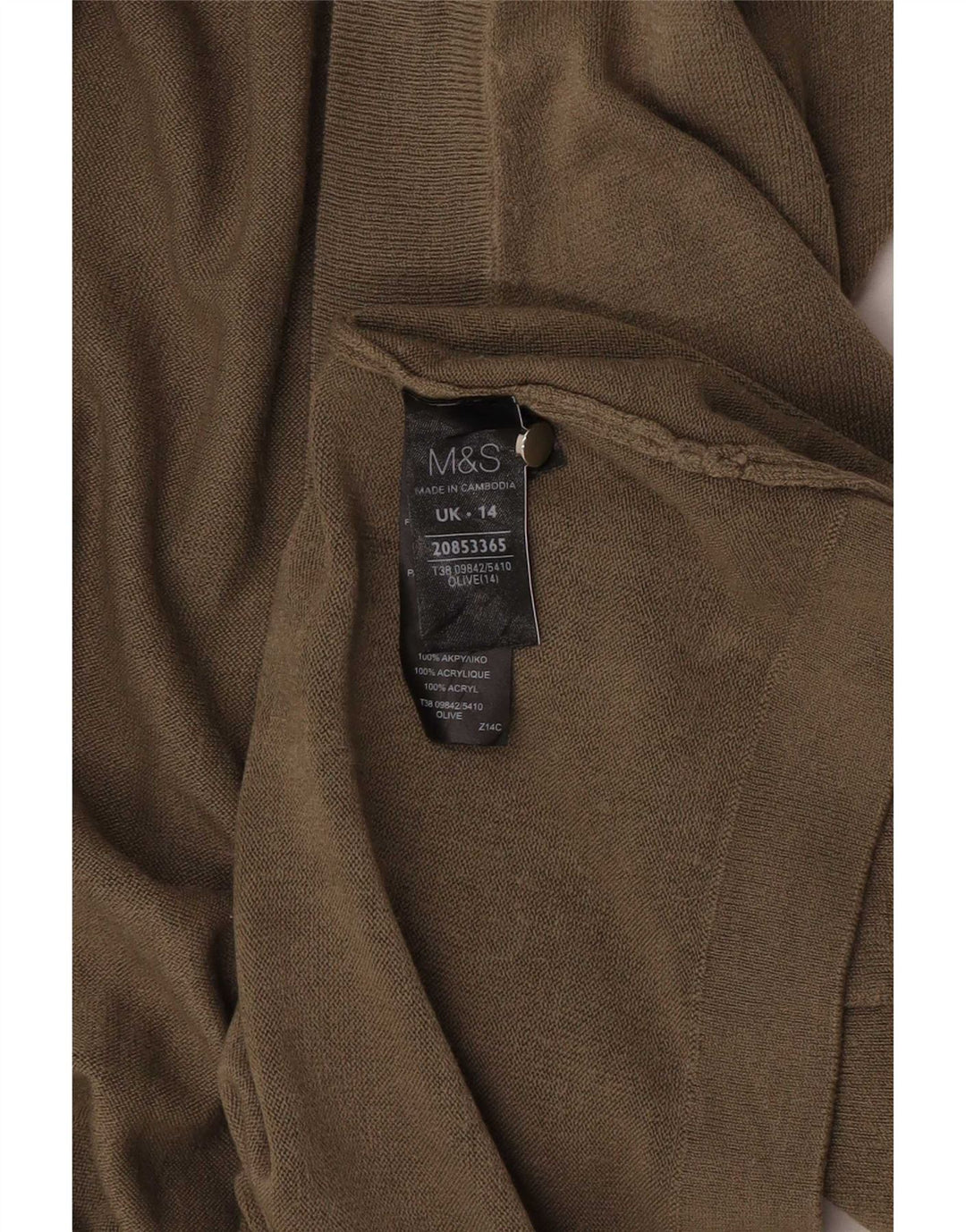 Marks & Spencer - Cárdigan abierto largo para mujer, talla 40, color caqui mediano