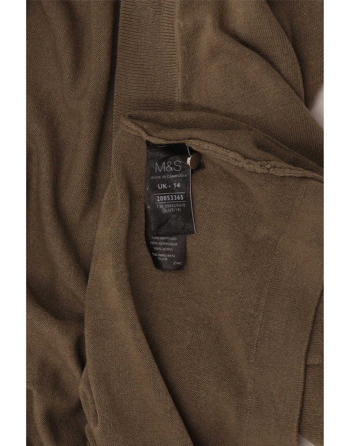 Marks & Spencer - Cárdigan abierto largo para mujer, talla 40, color caqui mediano