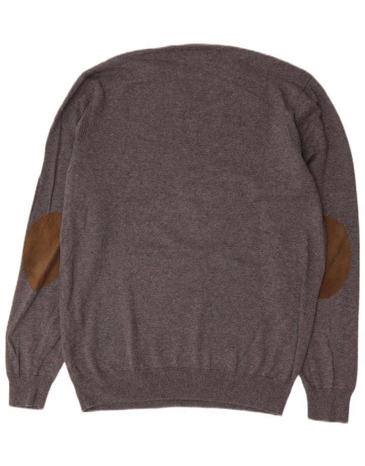 Massimo Dutti Jersey Cuello Redondo Hombre XL Gris Algodón