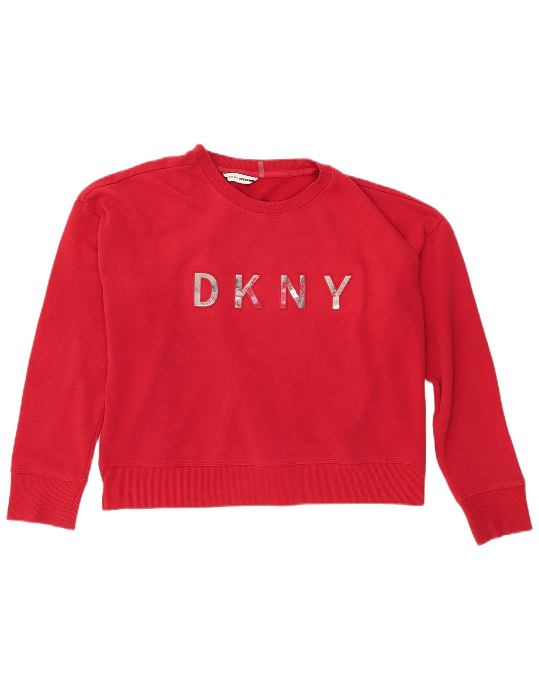 DKNY Sudadera con gráfico corto para mujer, talla 40, talla grande, algodón rojo