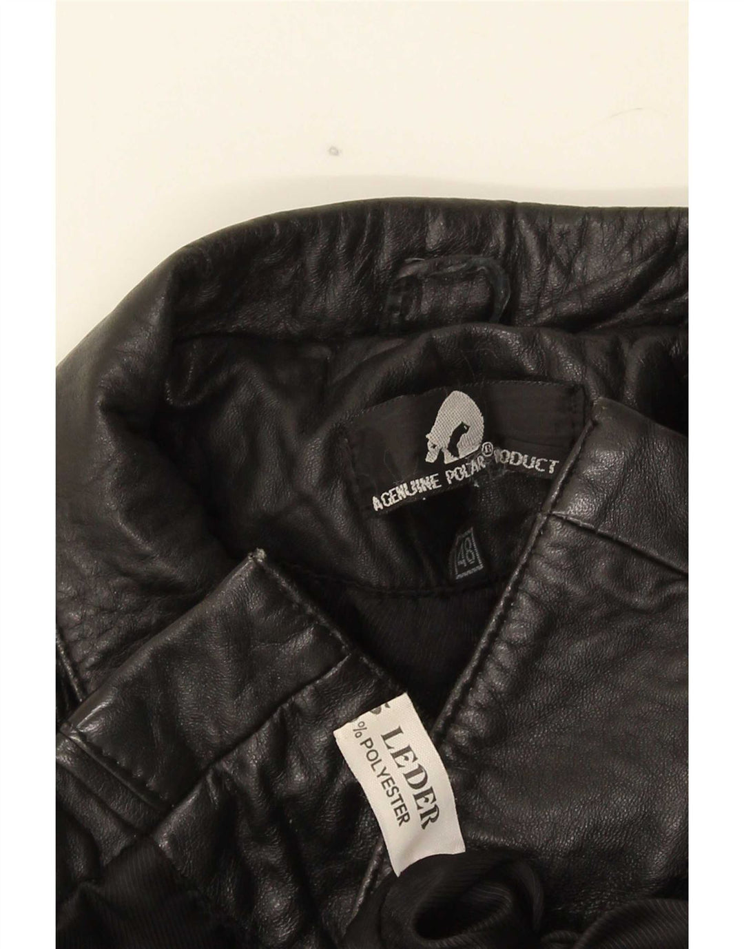 Chaqueta de cuero vintage para mujer IT 48 XL cuero negro