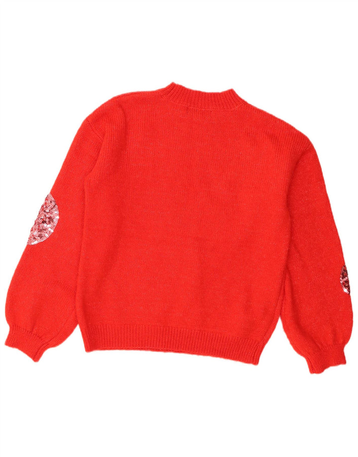 Marks & Spencer Jersey con Cuello Alto para Mujer UK 10 Pequeño Rojo Geométrico