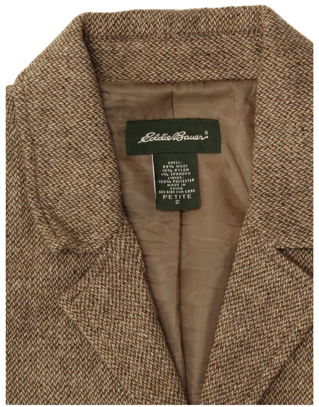 EDDIE BAUER Chaqueta tipo blazer pequeña de 3 botones para mujer US 2 XS Beige moteado