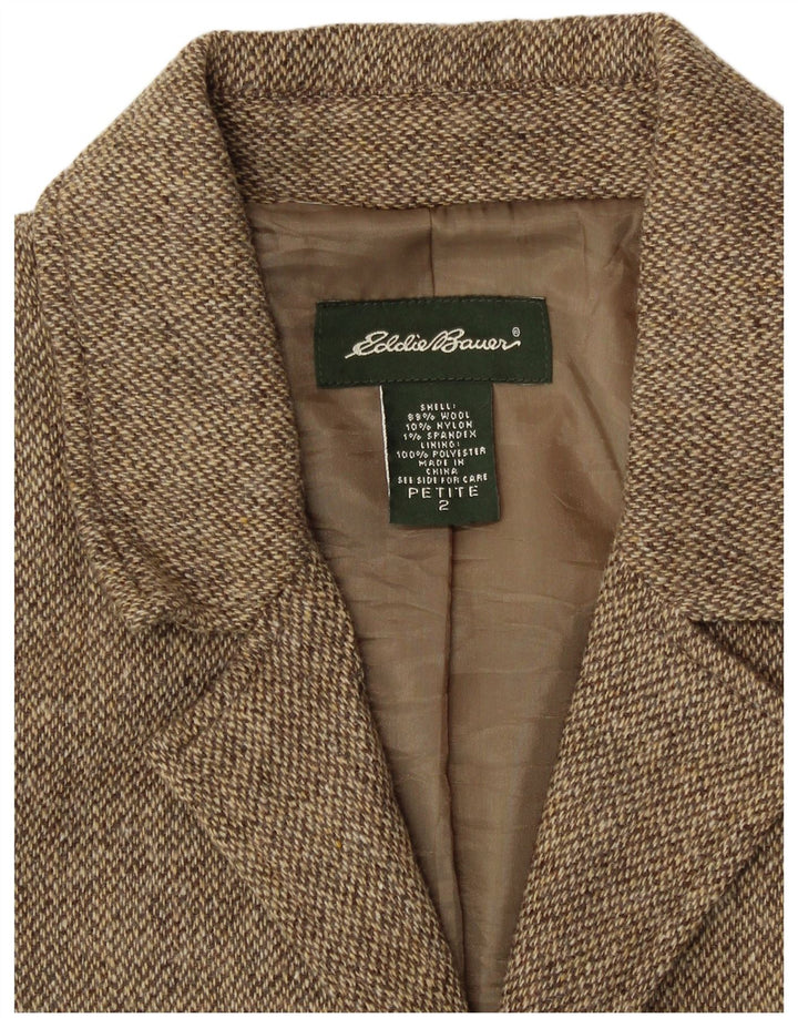 EDDIE BAUER Chaqueta tipo blazer pequeña de 3 botones para mujer US 2 XS Beige moteado