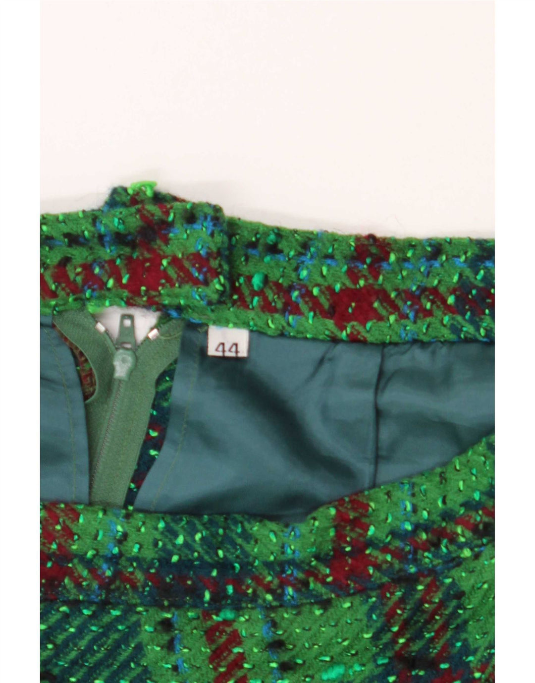 Falda lápiz vintage para mujer IT 44 Mediana W28 Cuadros verdes