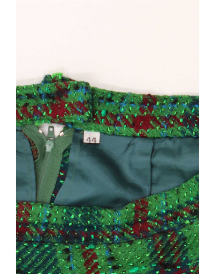 Falda lápiz vintage para mujer IT 44 Mediana W28 Cuadros verdes