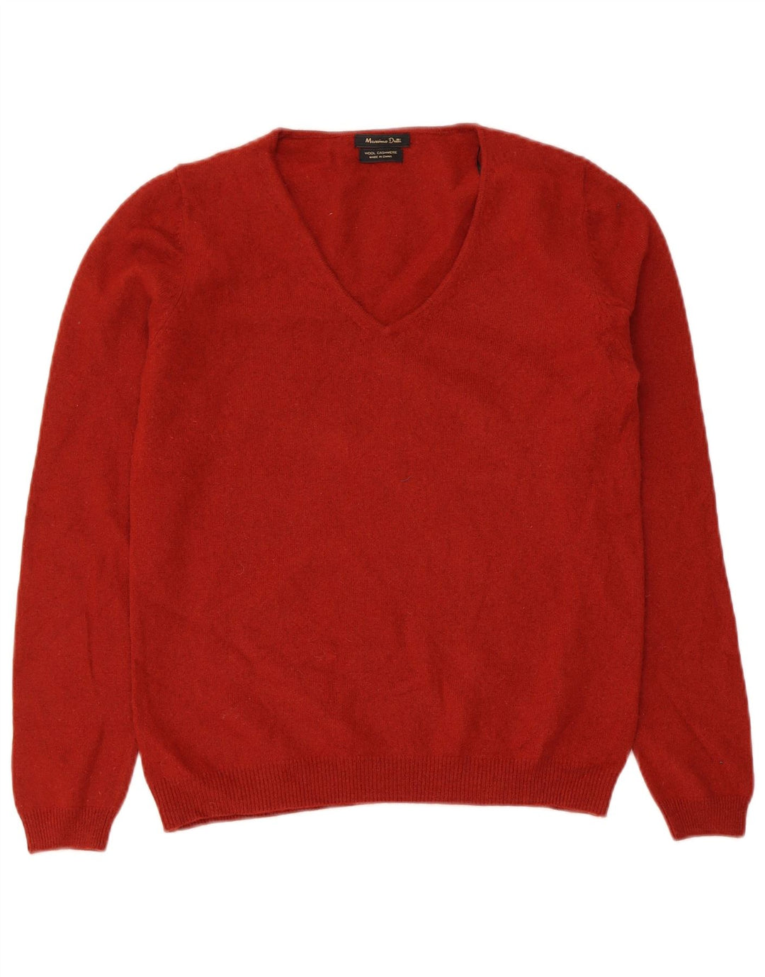 MASSIMO DUTTI Jersey con cuello en V para mujer UK 44 Large Lana roja
