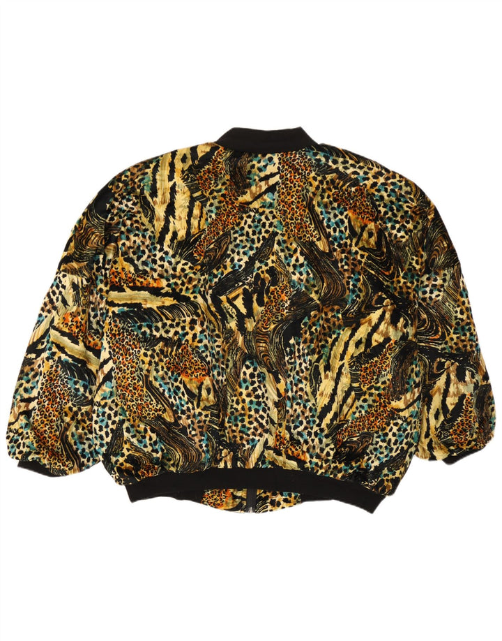 Vintage mujer bomber chaqueta Reino Unido 14 medio multicolor animal print