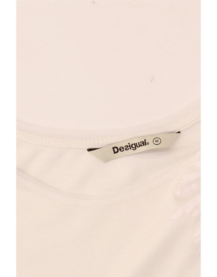 DESIGUAL Blusa gráfica para mujer Top UK 40 Medio Blanco Geométrico