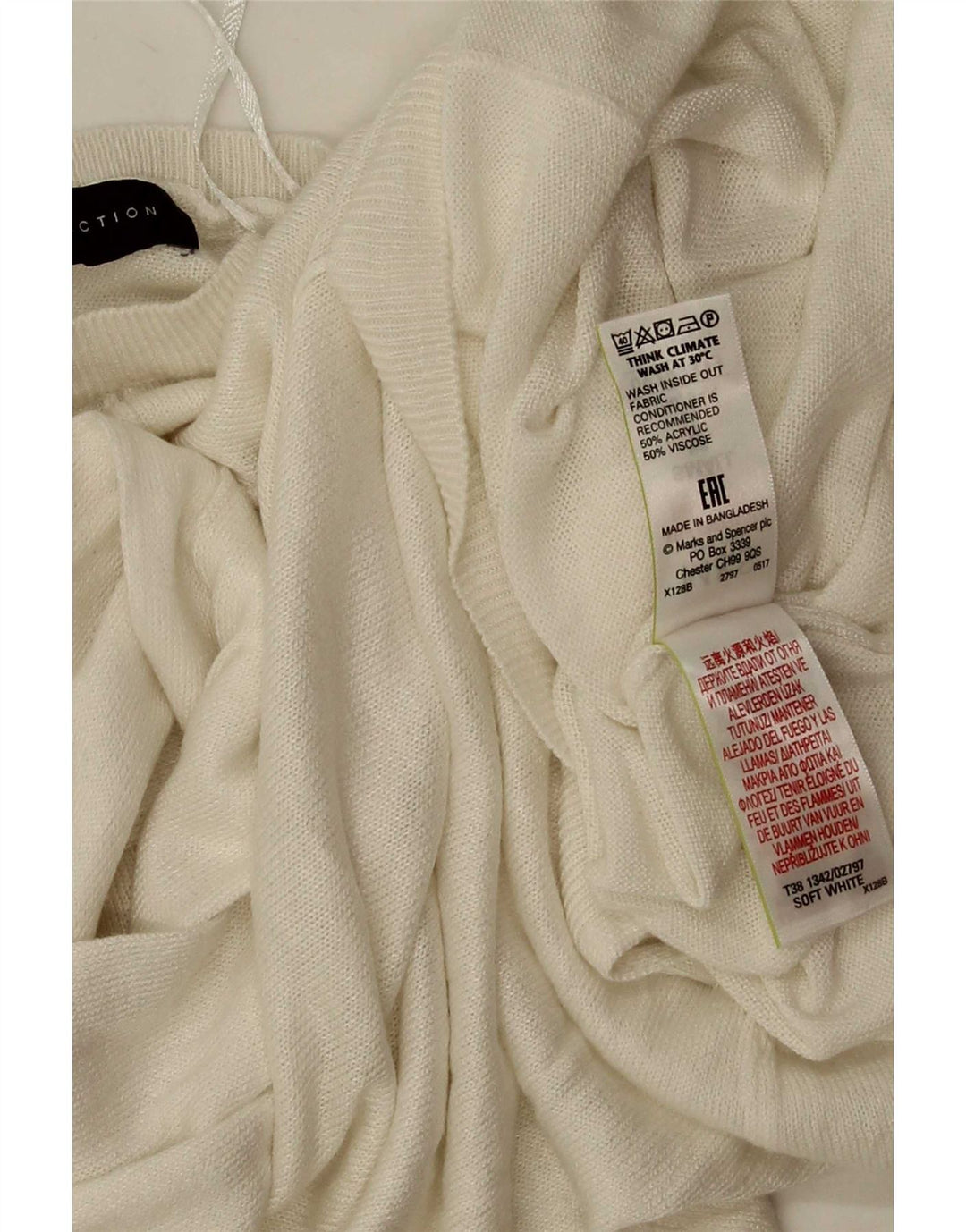 Marks & Spencer Suéter de Cuello Redondo de Gran tamaño para Mujer UK 10 Small White