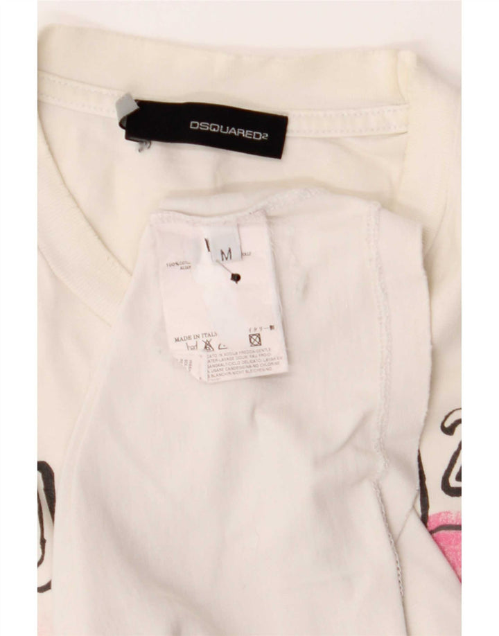 Dsquared2 Camiseta gráfica para hombre Top Algodón blanco mediano