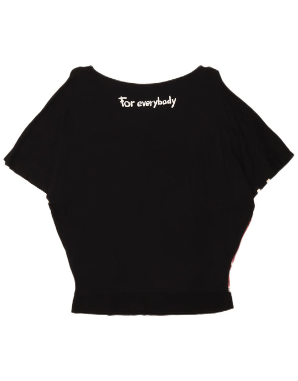 Desigual Mujer Gráfico Batwing Blusa Top Reino Unido 10 Pequeño Negro Floral Viscosa