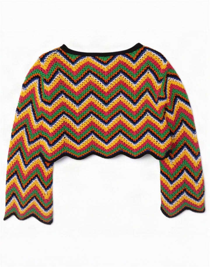 Zara Blusa Corta Extragrande para Mujer UK 10 Small Multicolor Chevron