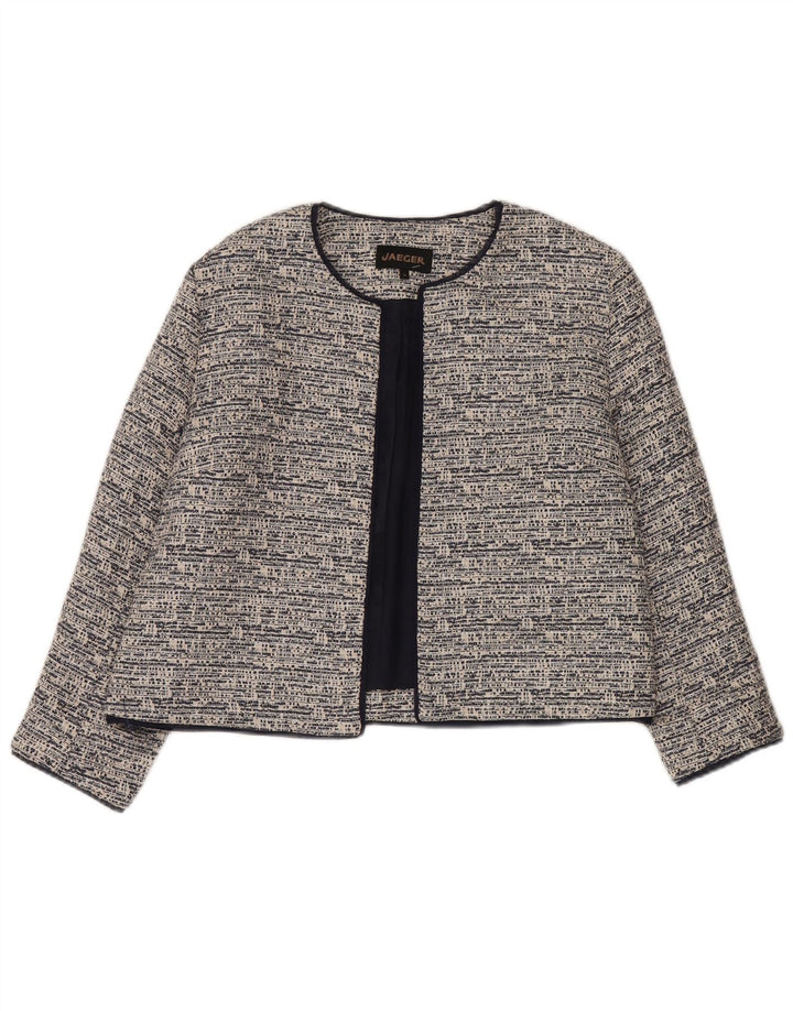 Jaeger Chaqueta tipo blazer abierta corta para mujer Reino Unido 44 Algodón gris grande