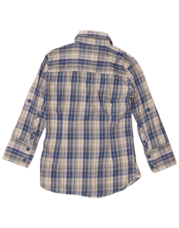 Superdry Camisa de franela de manga 3/4 para mujer UK 40 Small Blue Check Cotton