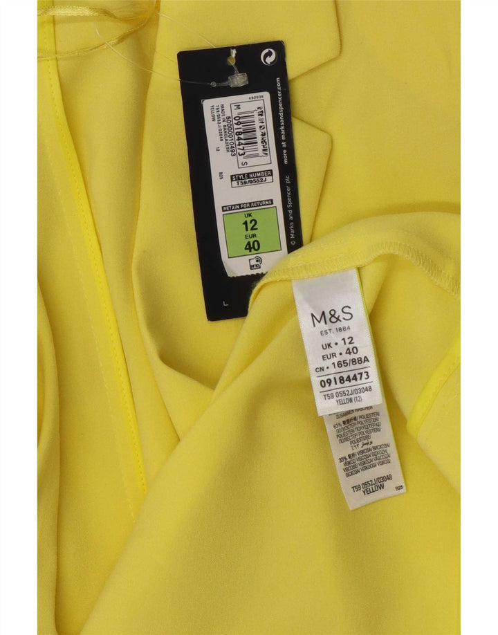 Marks & Spencer Chaqueta tipo blazer abierta de manga 3/4 para mujer UK 40 Amarillo mediano