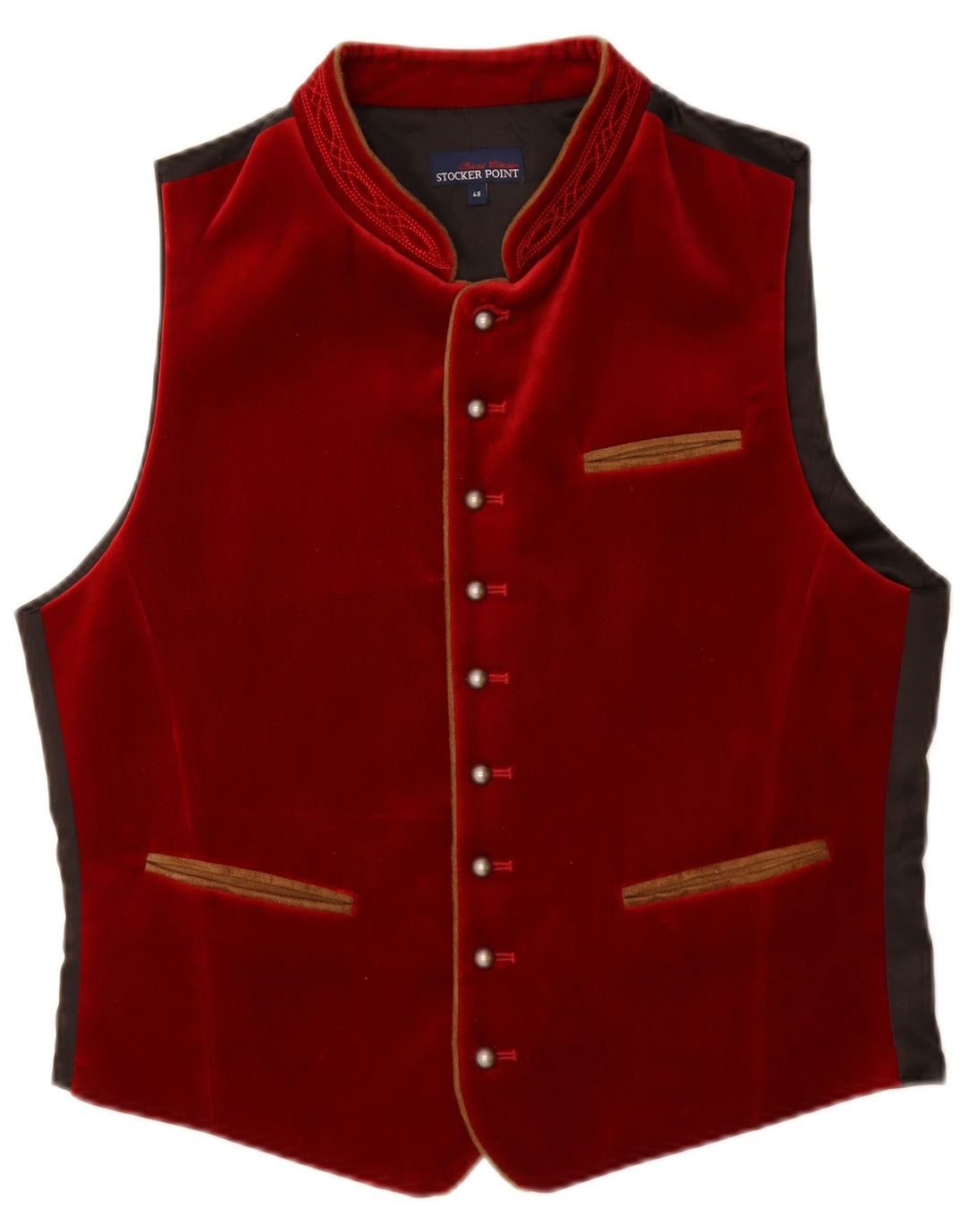 STOCKERPOINT Chaleco de terciopelo Trachten para hombre EU 48 Pequeño Algodón rojo