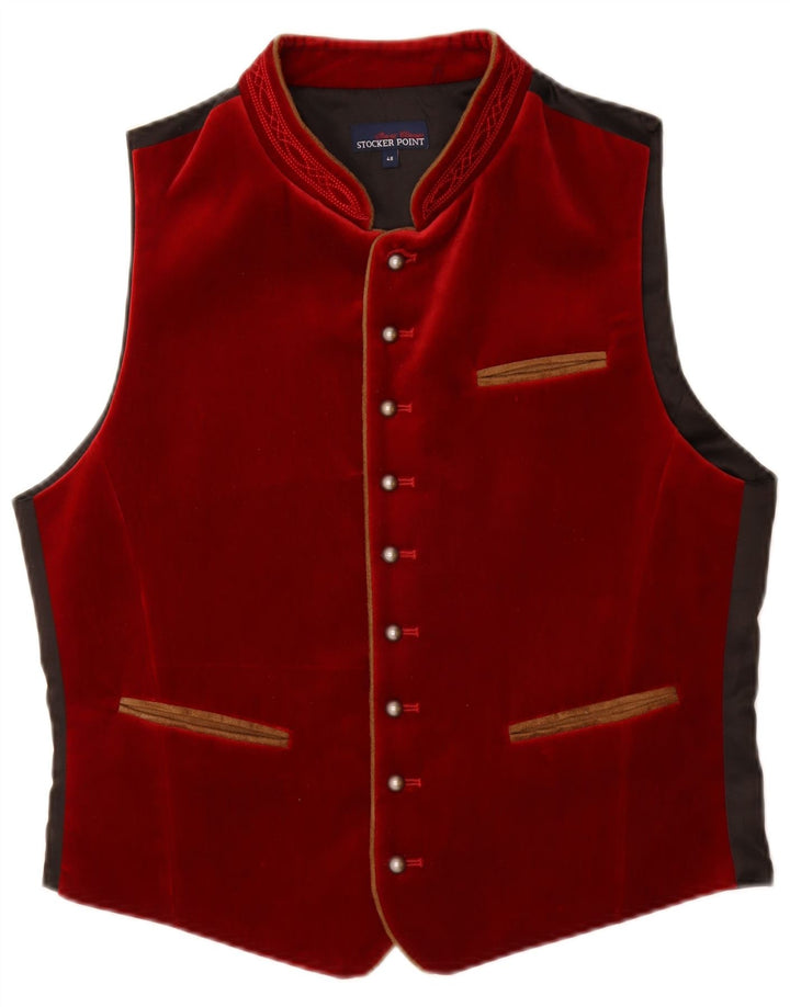 STOCKERPOINT Chaleco de terciopelo Trachten para hombre EU 48 Pequeño Algodón rojo