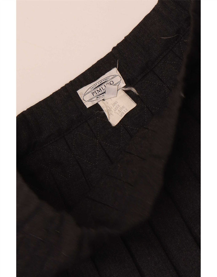 Falda plisada vintage para mujer IT 42 Mediana W30 Lana gris