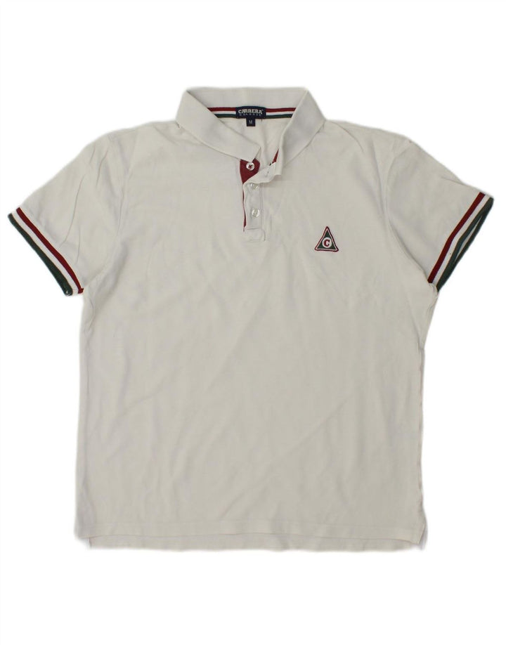 CARRERA Mens Classic Fit Polo Shirt Medium White Cotton