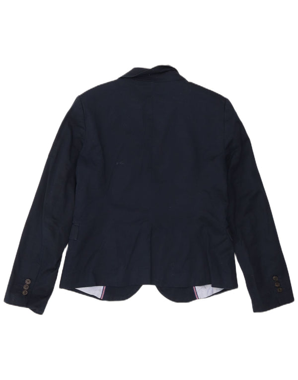 Zara Mujer Chaqueta Blazer De 1 Botón UK 40 XL Algodón Azul Marino
