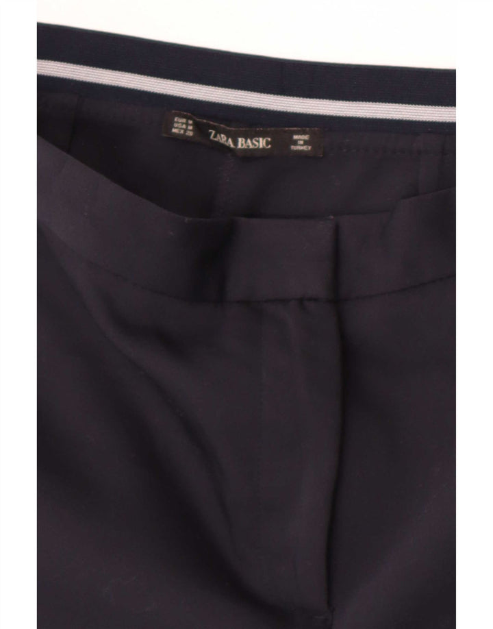 Zara Mujer Pantalón Cropped Slim Medium W28 L26 Azul Marino