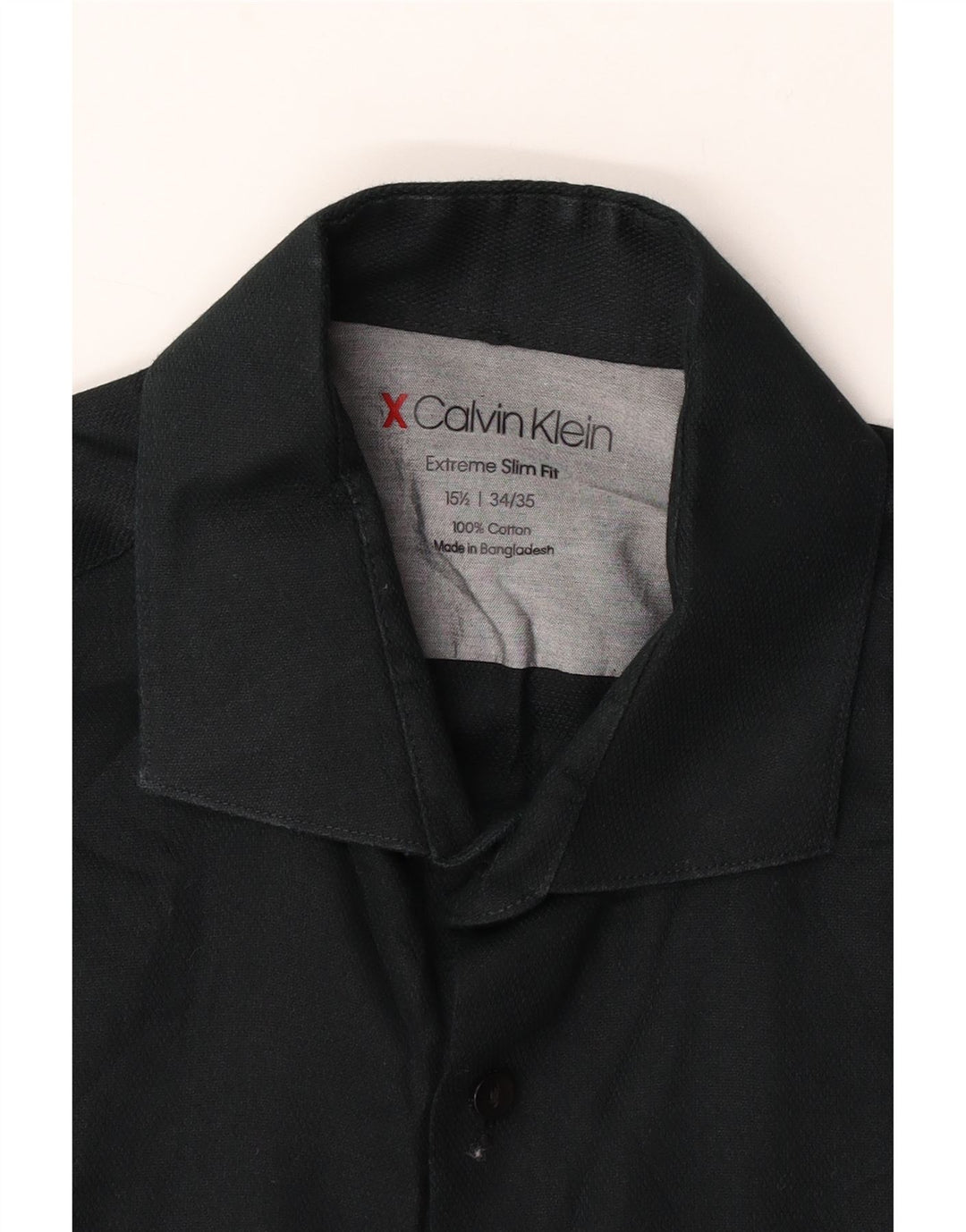 Calvin Klein Camisa extra slim fit para hombre talla 15 1/2 mediana algodón negro