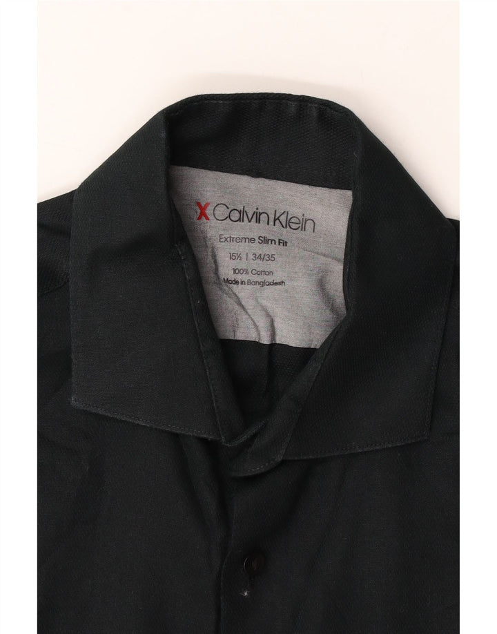 Calvin Klein Camisa extra slim fit para hombre talla 15 1/2 mediana algodón negro