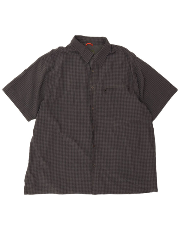 EDDIE BAUER Camisa de manga corta para hombre 2XL Gris Cuadros Poliéster