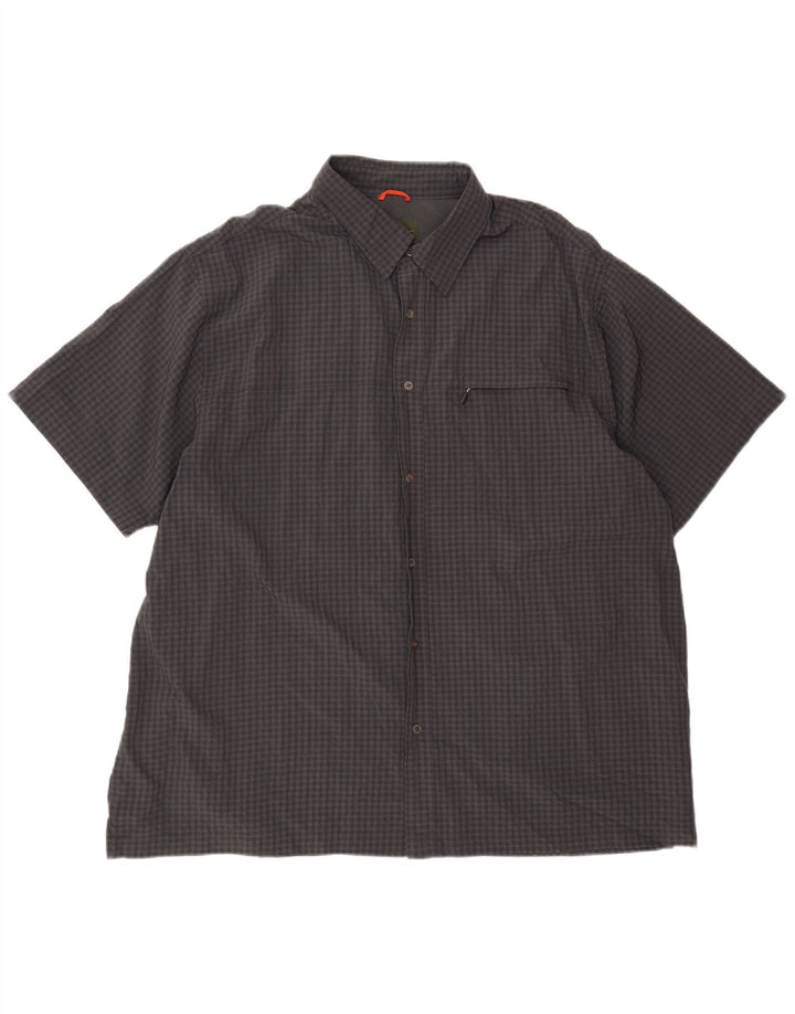 EDDIE BAUER Camisa de manga corta para hombre 2XL Gris Cuadros Poliéster