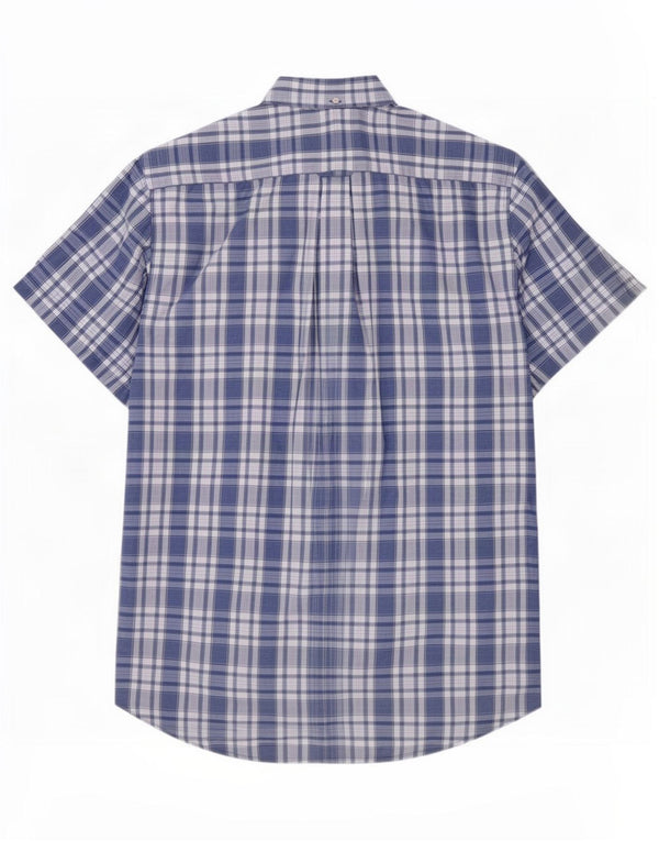 Gant Camisa de manga corta para hombre, corte regular, talla 41/42 16 1/2 grande, cuadros azules