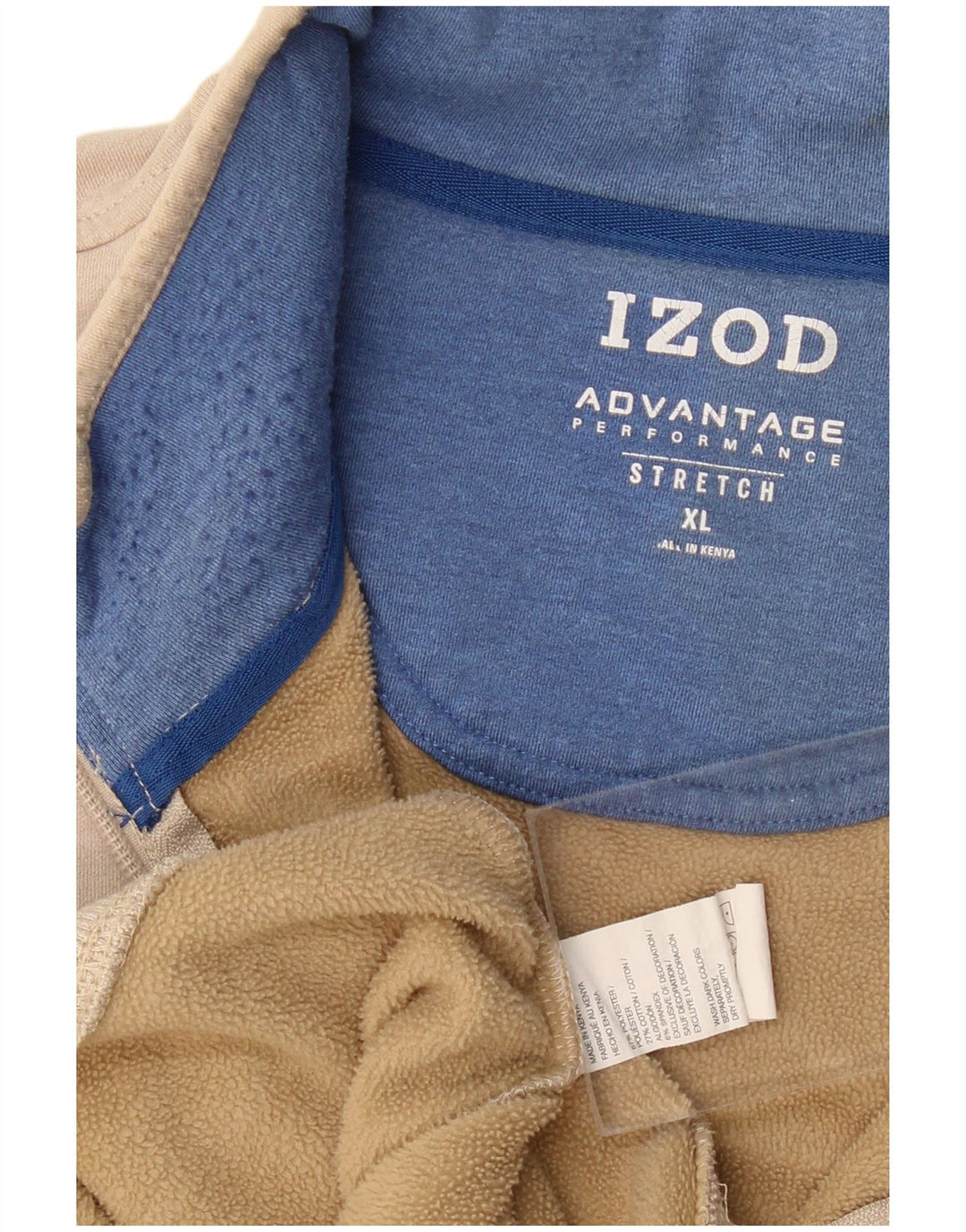 IZOD Sudadera con cuello y cremallera para hombre Jersey XL Beige Poliéster